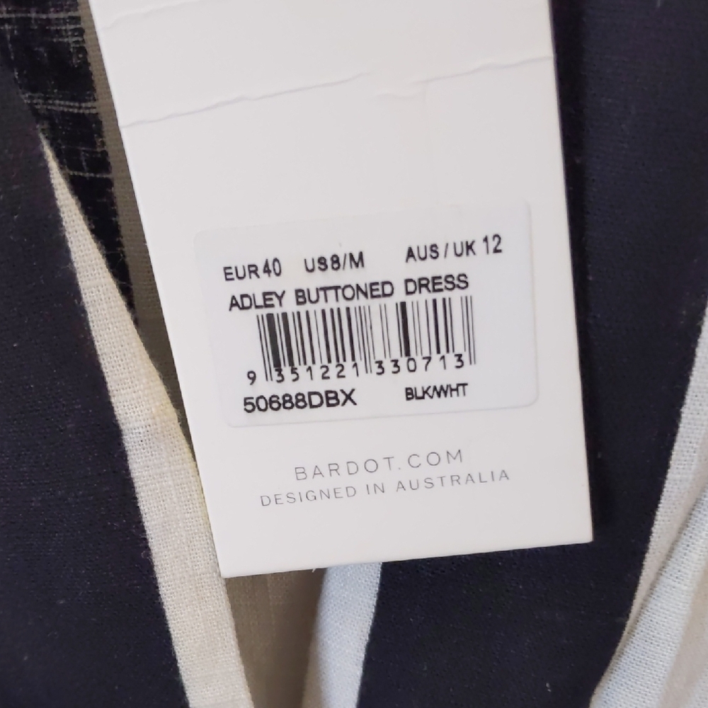NWT Bardot Black and White Striped Maxi Dress Adley classic Sz 8 M - Picture 3 of 7